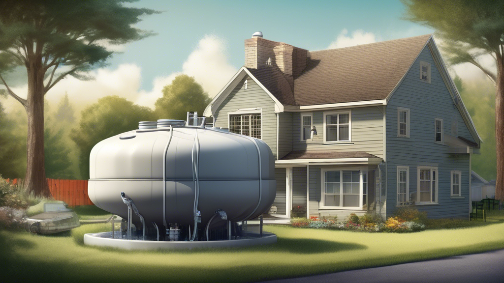 DALL-E prompt:nnA cutaway illustration of a residential home with a visible septic system underground, showing the tank, pump, and pipes. A concerned homeowner stands in the foreground, looking at a price tag attached to the septic pump. The image should convey the hidden costs and complexity of septic system maintenance.